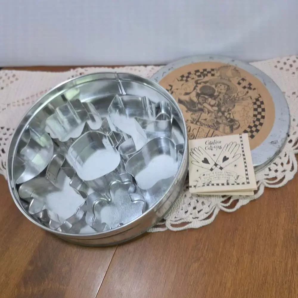 Gooseberry Patch Harvest Home Vintage Metal Tin with Cookie Cutters and Booklet